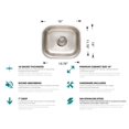 thumbnail image 2 of 15 inch undermount single bowl Stainless Steel Kitchen Sink - 18 gauge, 2 of 2