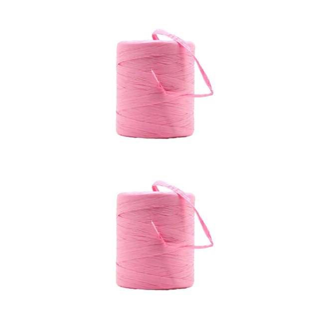 mmirethe Fiber Sturdy And Durable Raffia Rope Yarn For DIY Crafts Not Easy To Fade Natural Paper Ribbon pink 2Set