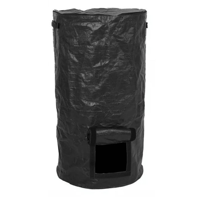 1Pc Garden Compost Bins With Lid Reusable Waste Disposal Bags For Outdoors Black 45*80Cm