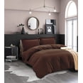 thumbnail image 3 of Mocassi 2-Piece Duvet Cover Set, 1800 Thread Count, Button Closure, Solid Color - Cooling, Breathable Material- Wrinkle, Fade, Stain Resistant, Twin/Twin XL, Brown, 3 of 5