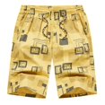 thumbnail image 4 of Mens Workout Shorts Checkered 5 Quarter Straight Tube Micro Elastic Zipper Pocket Shorts Men Running Shorts Yellow L, 4 of 4