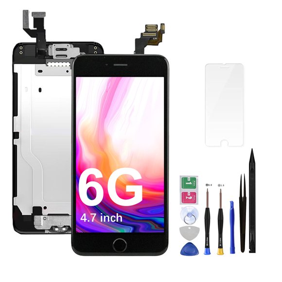 Screen Replacement for iPhone 6 - Lcd Replacement Kit & Digitizer Display Full Aassembly for iPhone 6 4.7 Inch Model A1549 A1586 A1589 with Repair Tools(Black)