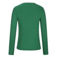 thumbnail image 3 of IROINID Reduced Womens Long Sleeve Tops Fall Stretch Slim Fitted Ribbed T-Shirt Blouse Solid Basic Tops,Green, 3 of 5