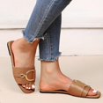 thumbnail image 3 of IUJSOY Womens Flat Sandals Summer Comfortable Square Open Toe Slip on Leather Slide Sandals, 3 of 5