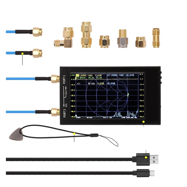 V2 Vector Network Analyzer Digital Nano VNA Tester MF HF VHF UHF USB Logic Antenna Analyzer Measuring S Parameters, Voltage Standing Wave Ratio ,Multiple Functions