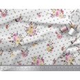 thumbnail image 2 of Soimoi White Poly Georgette Fabric Leaves,Small Circle & Floral Decor Fabric Printed BTY 42 Inch Wide, 2 of 3