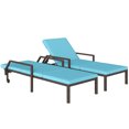 thumbnail image 1 of Outsunny Chaises Longues de Patio en Osier avec Roues - Ensemble de 2, Bleu, 1 of 10