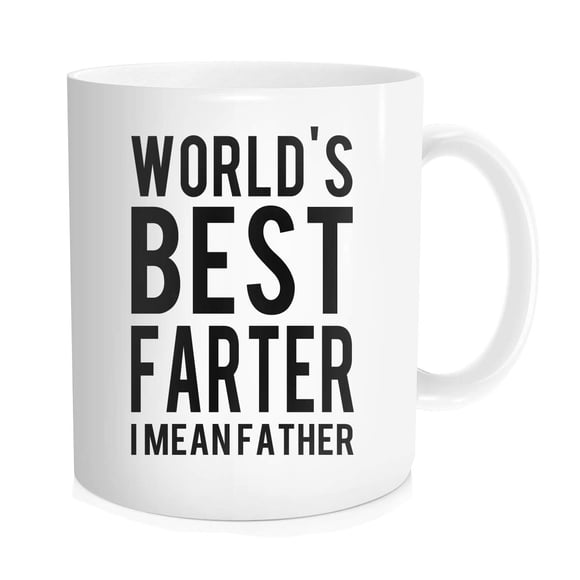 Waldeal Funny Coffee Mug for Dad, World's Best Father Tea Cup, Father's Day Gift for Grandpa Papa, 11 oz Bone China White