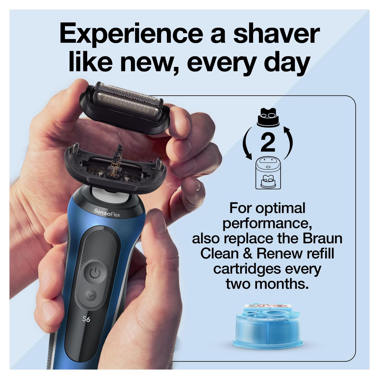 Braun Series 6 Electric Shaver Replacement Head with Sensitive Skinguard, Easily Attach Your Shaver Head, Compatible with next Generation Series 6 Shavers, 64B, Black