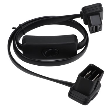 OBD2 Extension Cable, Black Male 16 Pin Diagnostic Flat Cord Adapter Connector Female 8 Core OBD2 Extension Cable With Switch