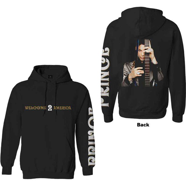 Prince Unisex Pullover Hoodie Sweatshirt Welcome 2 America (Back Print, Sleeve Print)