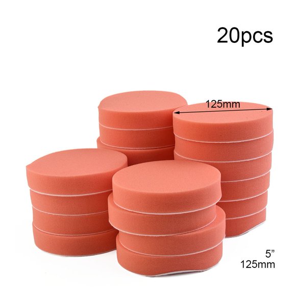 20pcs 125mm/5" Flat Sponge Polishing Buffing for Pads Waxing Clean for Car Polisher