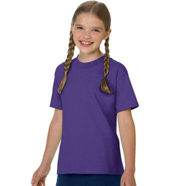 Hanes T-Shirt en Coton Sans Étiquette Authentique pour Enfants, G, Violet