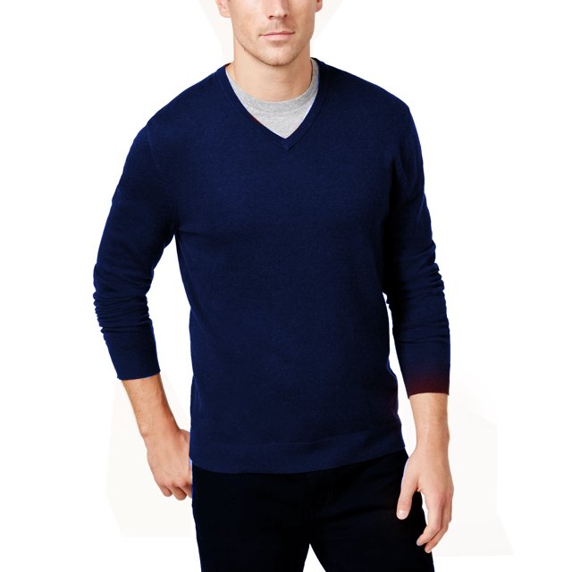 Club Room Men’s Quarter-Zip Merino Wool Blend Sweater (Navy, S)
