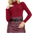 thumbnail image 2 of breaise Women's 2025 Spring Long Sleeve Pullover Ribbed Knit Sweater Mock Neck Slim Fit Basic Casual Tee Tops S-XL, 2 of 9