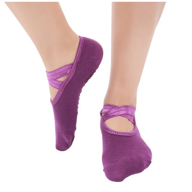 XZNGL Round Head Yoga Socks Womens Slip Open Back Cross Yoga Socks Dance Socks
