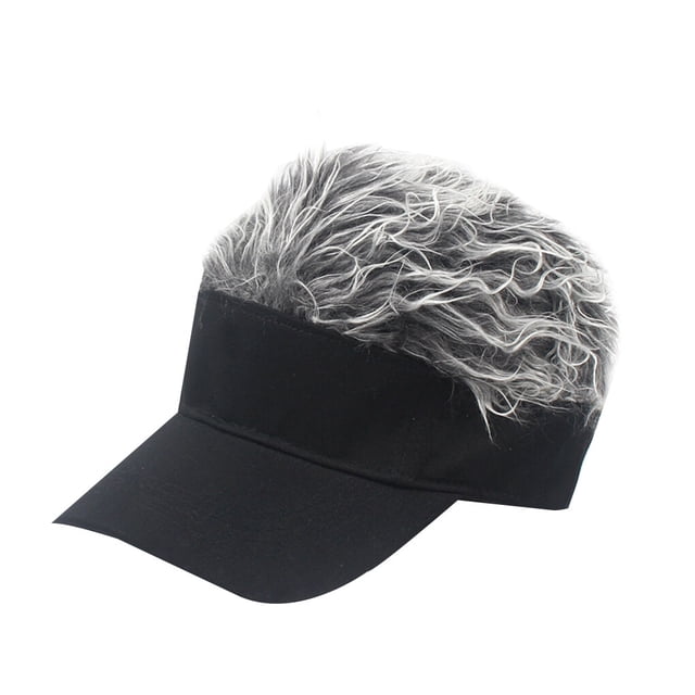 Unisexe Perruque Chapeau Hommes Perruque Femmes Courte Coiffe Réglable Perruque Chapeau de Baseball Cadeau de Chapeau de Soleil Extérieur, Gris