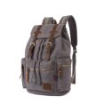 thumbnail image 2 of KAUKKO Vintage Casual Canvas and Leather Rucksack Backpack, 1Grey, 2 of 5