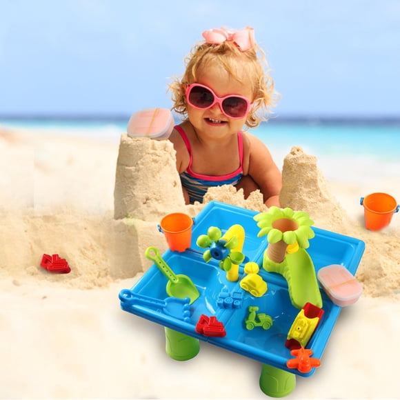 EGNMCR Jouets de Plage Table de Sable et d'Eau pour Tout-Petits 4 en 1 Table de Sable et Table de Jeu d'Eau Table pour Enfants Table d'Activité Sensorielle Table de Jeu Plage Jouet de Sable et d'Eau Truc de Plage