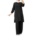 thumbnail image 1 of Kcodviy Femmes Muslim 2 Pcs Hijab Robe Ensembles pour Femmes Manches Longues Boutons Hijabs Chemise Boutonnée et Pantalons Foulards pour Femmes Visage Coton Abaya Robe Décontractée Dubaï Vêtements pour Femme Tenues, 1 of 7