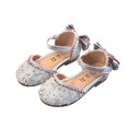 thumbnail image 1 of Girls Rhinestone Bow Dress Shoes, Sparkly Sequins Ballet Flats for Wedding Party, Adjustable Strap Princess Mary Janes Sandals, 1 of 5