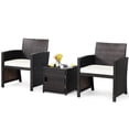 thumbnail image 2 of Costway Ensemble de Meubles de Terrasse en Osier 3 Pcs Table de Rangement avec Housse de Protection Coussinée, 2 of 10