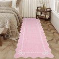 thumbnail image 4 of GlowSol 2'x6' Scalloped Bow Border Area Rug, Modern Solid Washable Rug with Non Slip TPR Backing, Stain Resistant Low Pile Indoor Carpet Mat for Bedroom Hallway Nursery Decor, Pink, 4 of 8
