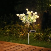 Usloyux Solar Powered Gardenia Garden Stake Lights, 7-Head LED Solar Flower Lights with Auto On/Off, Waterproof Outdoor Decorative Lamps for Yard Patio Garden Pathway Landscape Lighting