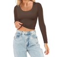 thumbnail image 2 of Kcodviy Femmes Léger Yoga Court Manches Longues Femmes Hauts de Course Coupe Ajustée Long T-Shirts d'Entraînement à Manches Longues pour Femmes Lot de Col Roulé Haut pour Femmes Blouse, 2 of 7