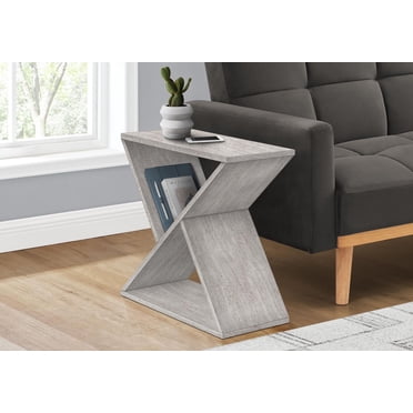 Monarch Specialties Accent Table, Side, End, Nightstand, Narrow, Small, Bedroom, Living Room, Lamp, Grey Veneer, Contemporary