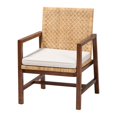 thumbnail image 1 of Pemberly Row Light Honey Rattan and Acacia Wood Arm Chair with Cushion, 1 of 10