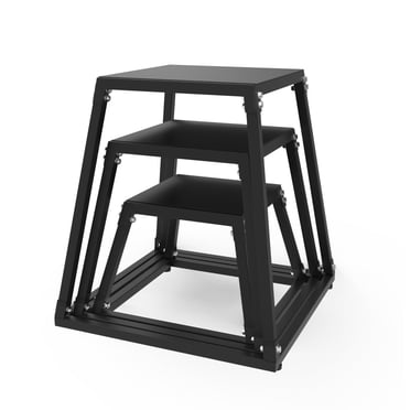 Heavy-Duty Steel Plyometric Jump Box Set for Home Gym – Multi-Height Anti-Slip Step Up Boxes, Strength & Conditioning Plyo Platform, Fitness Training Equipment, Black, 12+18+24in