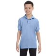 thumbnail image 2 of Hanes Cotton-Blend Kids` Jersey Polo, M, Light Blue, 2 of 5