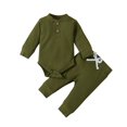 thumbnail image 1 of Baby Clothes Set Ribbing  Neck Long Sleeve Elastic and Loose Bow-knot Belt Trousers, 1 of 9