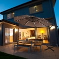 thumbnail image 3 of Costway 10FT Patio Offset Umbrella Solar LED 360degrees Rotation Brown, 3 of 10