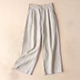 thumbnail image 2 of Timegard Womens Lounge Pants Wide Leg Cotton Linen Elastic Waisted Button Loose 3/4 Pants with Pockets, 2 of 7