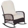 thumbnail image 1 of Outsunny Rattan Rocking Chair with Soft Cushion for Garden Backyard White, 1 of 10