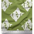 thumbnail image 1 of Soimoi Crepe Silk Fabric Fish Block Print Fabric by The Yard 42 Inch Wide, 1 of 3