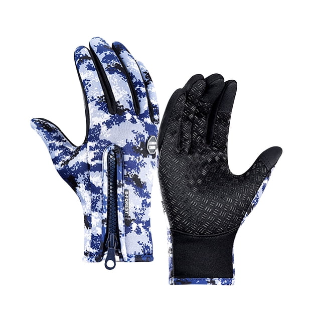 Vadktai Winter Gloves, Touch Screen Warm Gloves, Cold Weather Windproof Cycling Driving Riding Bike Thermal Gloves, Non-slip Silicone Gel Adjustable Full Finger Mittens, XL