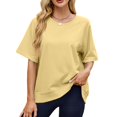 thumbnail image 3 of T-shirts à Manches Courtes pour Femmes Été Col Rond Décontracté Mode T-Shirt Basique Vêtements Mignons Tenues Tendance, 3 of 6