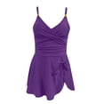thumbnail image 3 of TIMIFIS Robe Maillot de Bain pour Femmes une Pièce Robe de Bain Été Bain de Soleil Maillot de Bain Couleur Unie Mode Planche Volleyball Activité Maillot de Bain, 3 of 5