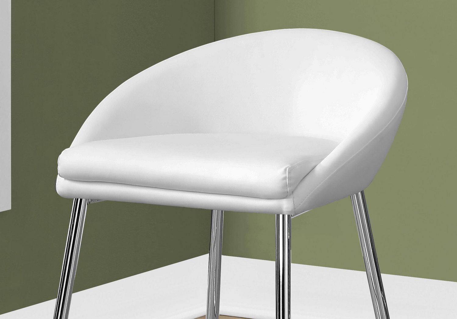 Monarch Specialties Tabouret De Bar, Lot De 2, Hauteur Du Comptoir, Cuisine, Métal, Pu D'aspect Cuir, Blanc, Chrome, Contemporain, Moderne