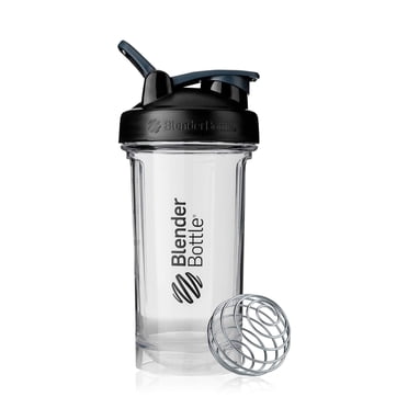 BlenderBottle Shaker Bottle Pro Series Perfect for Protein Shakes and Pre Workout 24-Ounce Black/Clear