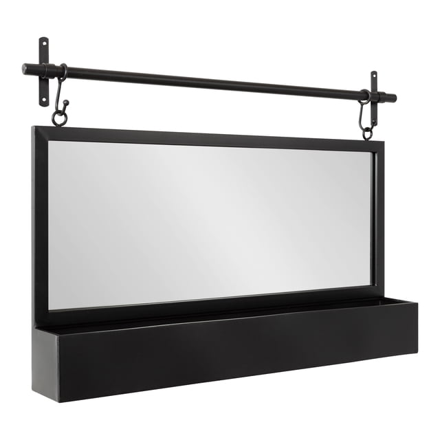 Kate and Laurel Miroir Mural Gammons avec Tablette, Noir 36x26