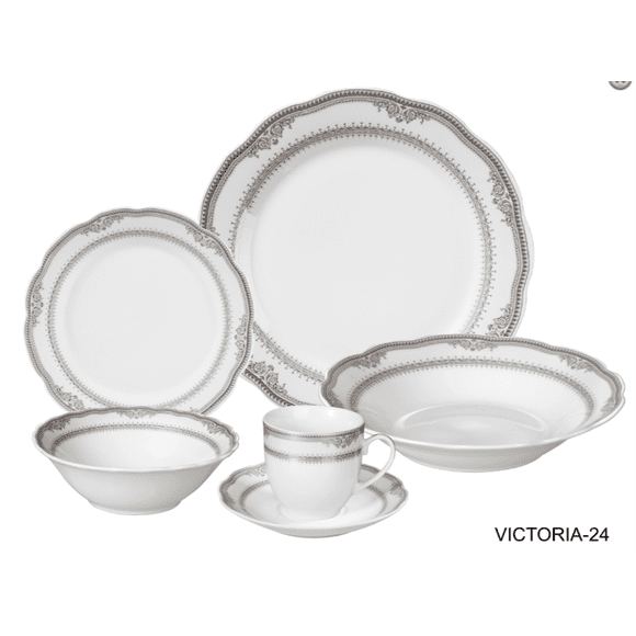 Lorren Home Trends Victoria Design Dinnerware Set, 24pc