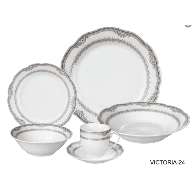 Lorren Home Trends Victoria Design Dinnerware Set, 24pc