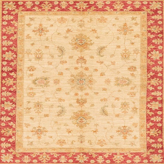Ahgly Company Indoor Square Abstract Mustard Yellow Oriental Area Rugs, 6' Square
