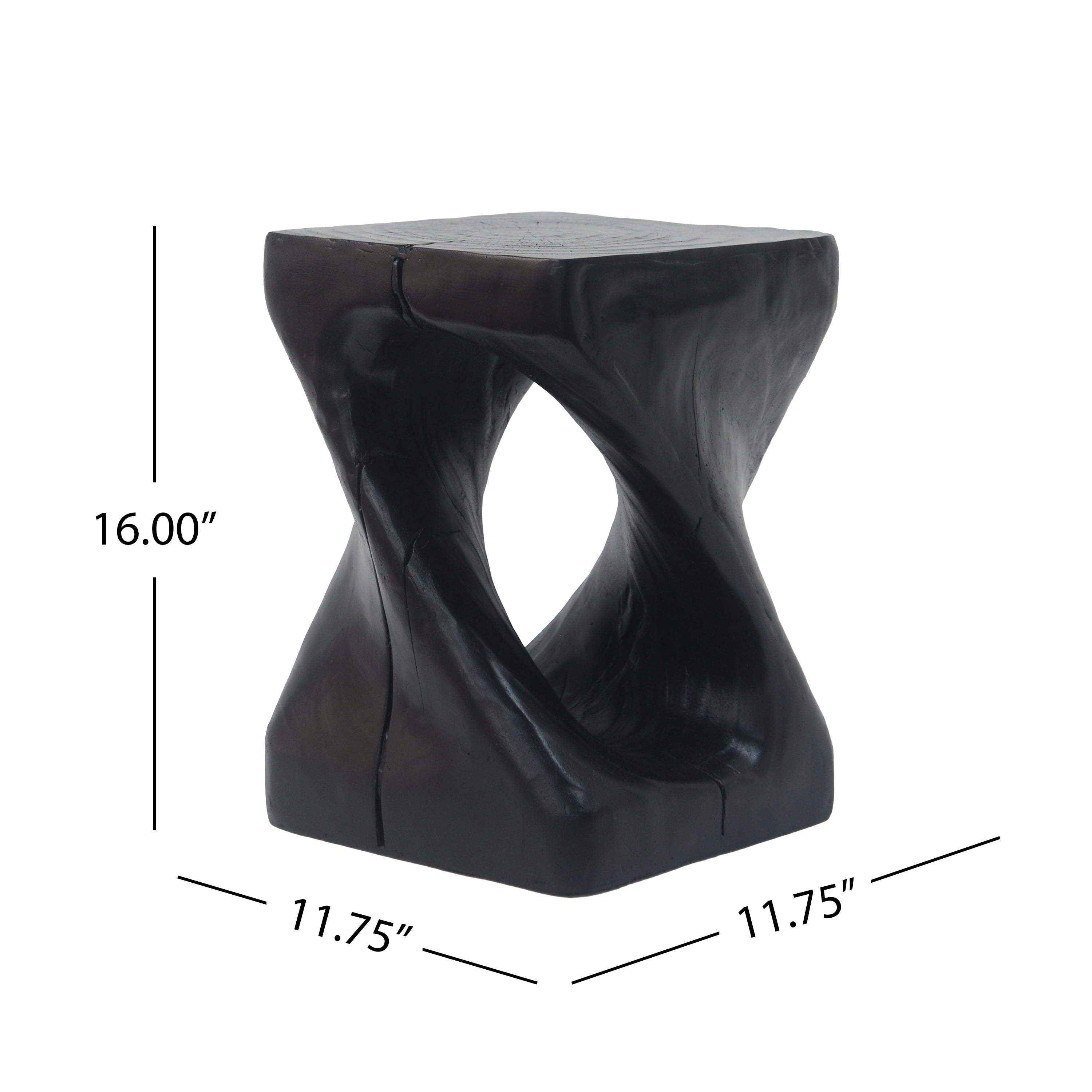 Table d'appoint Noble House grise à motif torsadé, noire