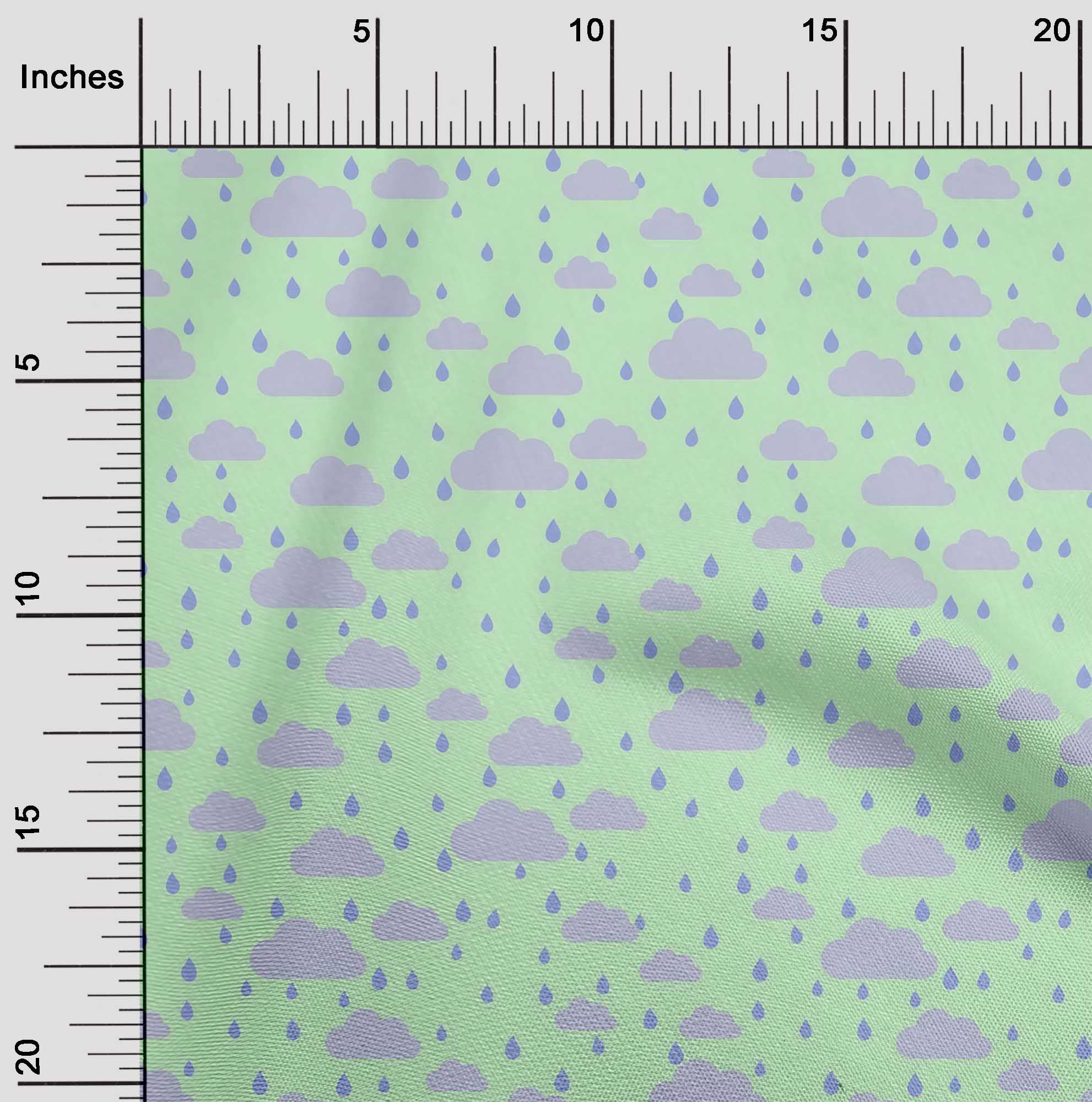 oneOone Cotton Flex Fabric Raindrop & Clouds Nature Decor Fabric Printed BTY 40 Inch Wide