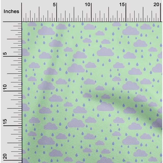 oneOone Cotton Silk Fabric Raindrop & Clouds Nature Decor Fabric Printed BTY 42 Inch Wide